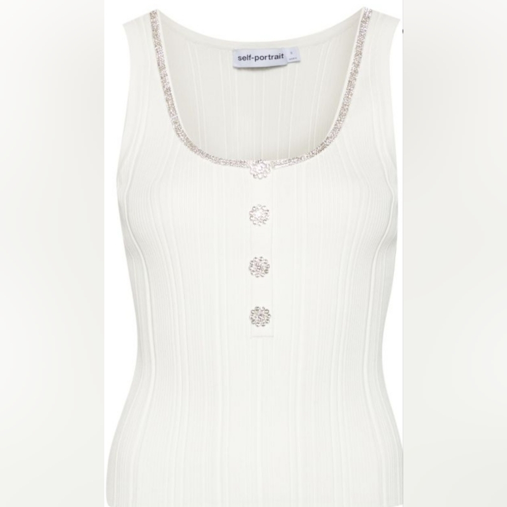 Self portrait embellished tank white large